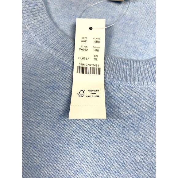 NEW J Crew Cashmere Shrunken T Shirt Sweater XL Light Blue Short Sleeve Luxury - Picture 4 of 10